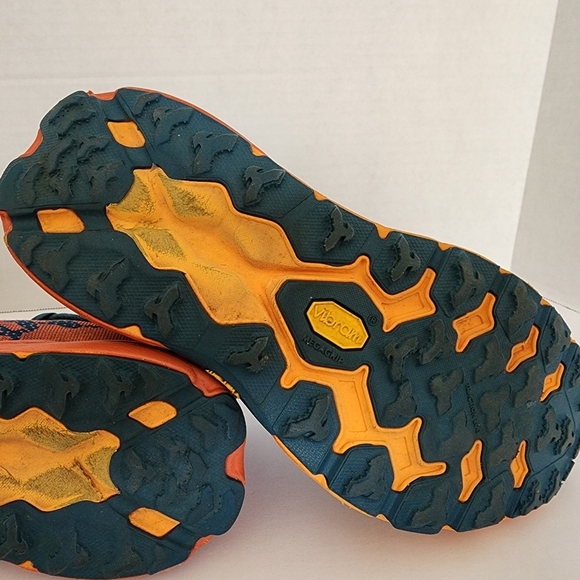 HOKA Speedgoat 5 Women’s Size 8.5B Blue Orange Trail Running Shoes Vibram EUC - Picture 8 of 13